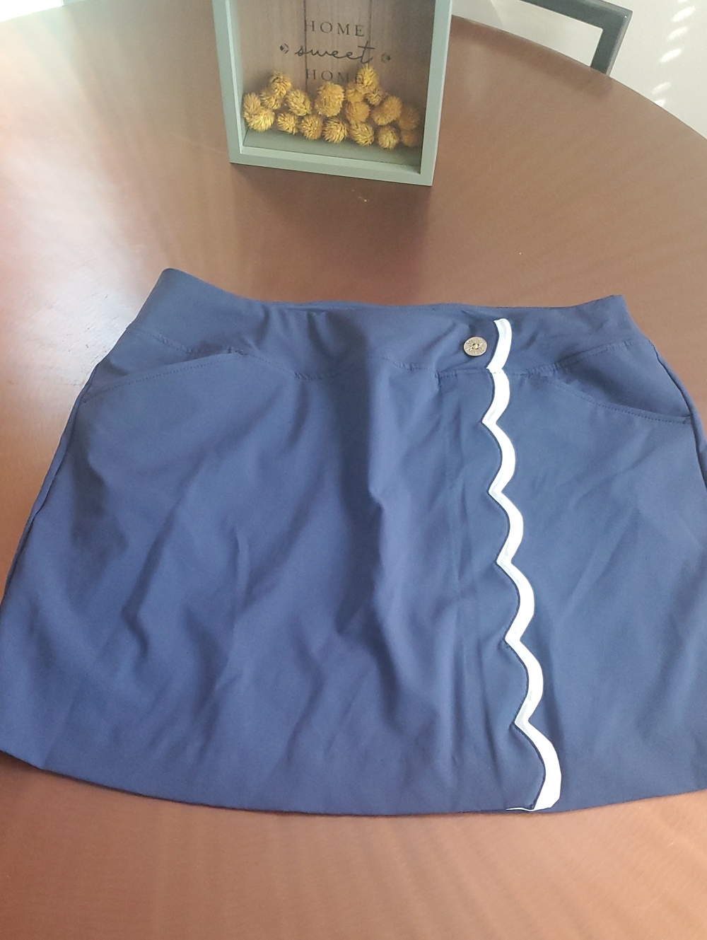 Lilly Pulitzar Navy Short Skirt with White Scallop Trim Deep Blue Size 14